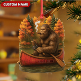 Maxcorners Personalized Bigfoot Fishing Ornament, Funny Sasquatch in Canoe Christmas Decor, Unique Gift for Fishermen and Outdoor Lovers LM0411