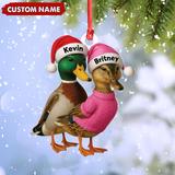 Maxcorners Custom Funny Duck Couple Christmas Ornament – Personalized Names, Custom Gift for Couples & Animal Lovers LM0411