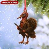 Maxcorners Personalized Funny Turkey Hunter Ornament, Dapper Gobbler with Gun Christmas Decor, Unique Gag Gift for Hunters and Men LM0411
