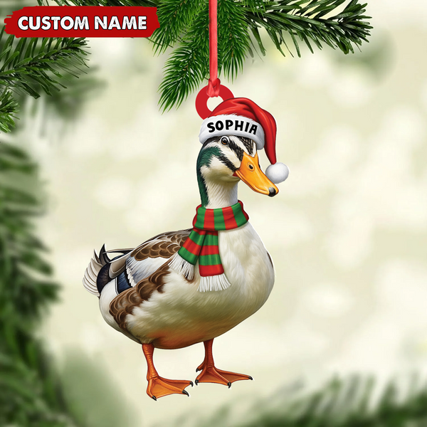 Maxcorners Personalized Duck Acrylic Christmas Ornament – Custom Name Holiday Acrylic Gift for Hunters LM0411