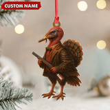 Maxcorners Personalized Funny Turkey Hunter Ornament, Dapper Gobbler with Gun Christmas Decor, Unique Gag Gift for Hunters and Men LM0411
