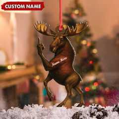 Maxcorners Personalized Funny Moose Acrylic Christmas Ornament And Keychain- Custom Decoration Holiday Gift for Hunters 2D Flat