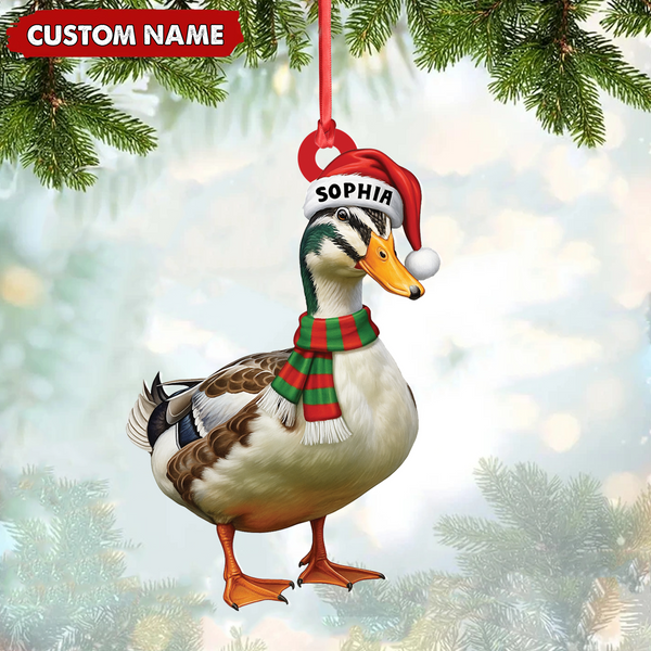 Maxcorners Personalized Duck Acrylic Christmas Ornament – Custom Name Holiday Acrylic Gift for Hunters LM0411