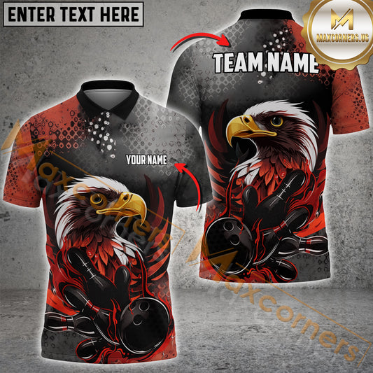 Maxcorners Bowling Ball & Pins With Eagle Multicolor Options Personalized Name, Team Name 3D Shirt (5 Colors)