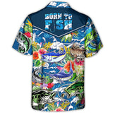 Maxcorners Fishing Hunting Born To Fish Tropical Vibe Hawaiian Shirt