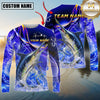 Maxcorners Fishing Ocean Splash Design Sun Protection Personalized Name, Team Name Long Sleeve Shirt