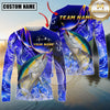 Maxcorners Fishing Ocean Splash Design Sun Protection Personalized Name, Team Name Long Sleeve Shirt