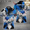 Maxcorners Bowling Black Paint Splash Bowling Ball Pins Design Multicolor Customized Name Team Name 3D Shirts