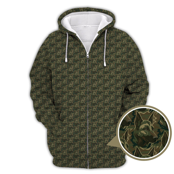 Maxcorners German Shepherd Pattern Golf Shirt , Dog Golf Shirt, Camo Golf Shirt, Veteran Golf Shirt For Men