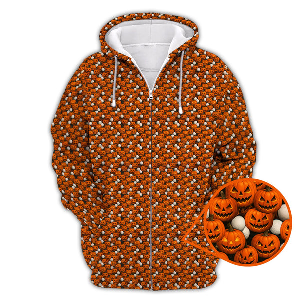 Maxcorners Pumpkin Pattern Golf Shirt, Halloween Golf Shirt For Golfes, Crazy Golf Shirt For Golf Lover