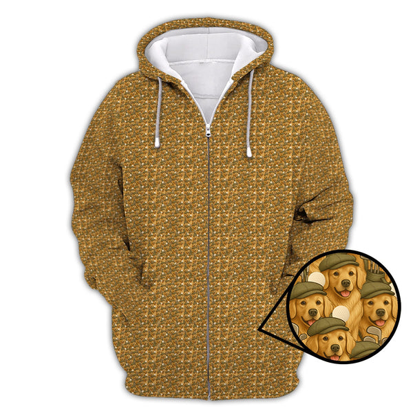 Maxcorners Golden Retriever Golf Shirt, Pattern Golf Shirt, Dog Golf Shirt For Golfers