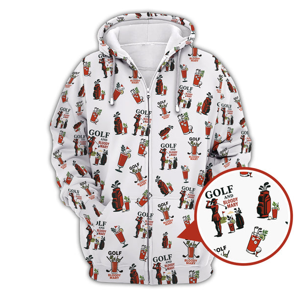 Maxcorners Golf And Bloody Mary Pattern Polos, Funny Women’s Golf Shirt, Cocktail Golf Shirts For Ladies