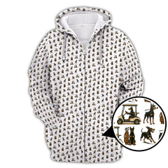 Maxcorners Doberman Pattern Golf Polos, Dog Golf Shirt For Golfers, Crazy Golf Shirts