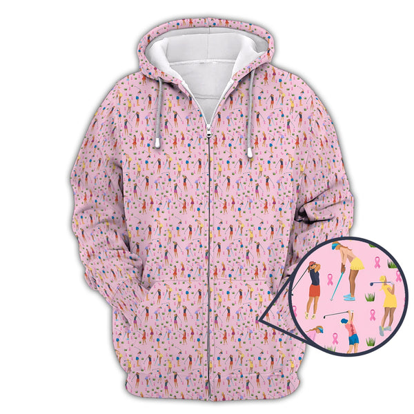 Maxcorners Breast Cancer Golf Shirt, Funny Pattern Golf Shirt, Golf Gift For Golfer