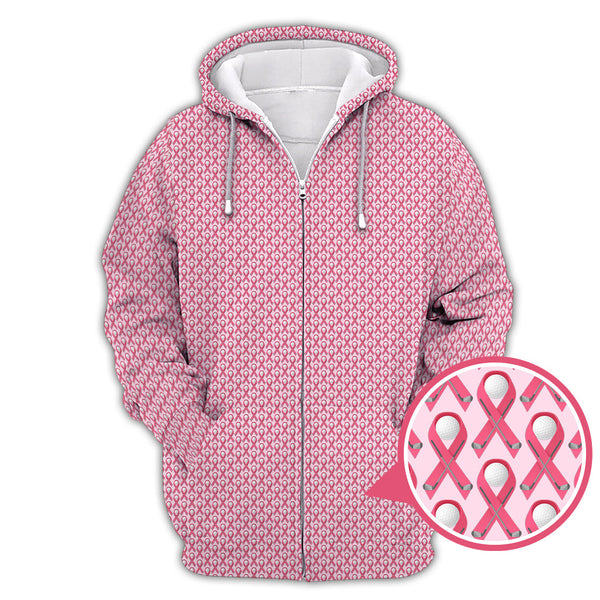 Maxcorners Breast Cancer Golf Shirt, Pink Pattern Golf Shirt, Golf Gift For Golfers