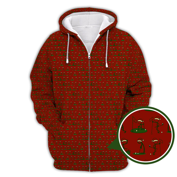 Maxcorners Christmas Golf Shirt, Funny Pattern Golf Shirt, Xmas Golf Shirt For Golfer