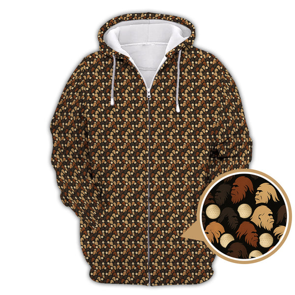 Maxcorners  Sasquatch Pattern Golf Shirt, Bigfoot Golf Shirt For Golfer, Crazy Golf Shirt For Men