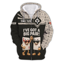 Maxcorners Custom Poker Shirts, Custom Playing Cards Shirt for Men, I've Got A Big Pair, Poker Gift for LoverLM1009