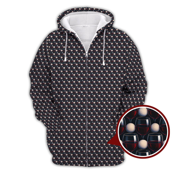Maxcorners Golf Wine Polos For Golfers, Pattern Golf Shirt, Crazy Golf Shirt For Men