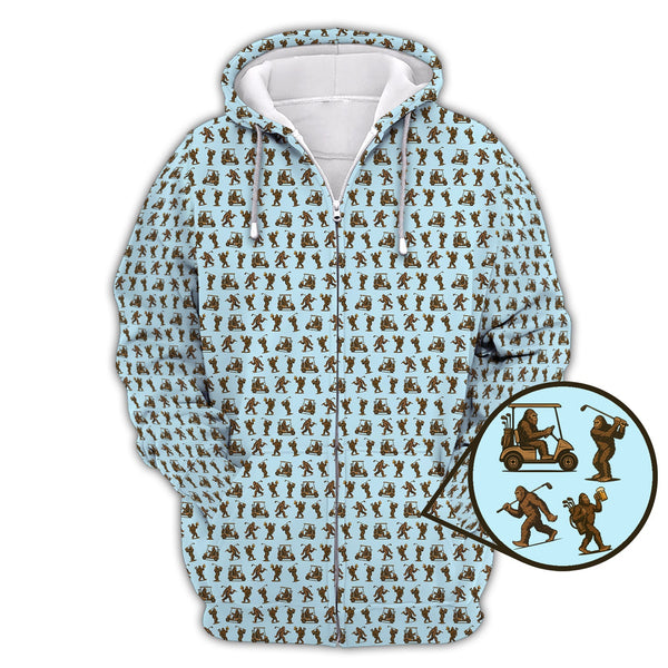 Maxcorners Crazy Golf Pattern Shirt, Bigfoot Golf Shirt For Men, Golf Gift For Golfer