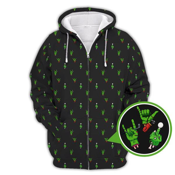 Maxcorners Halloween Golf Shirt, Horror Pattern Golf Shirt, Crazy Golf Shirt For Men