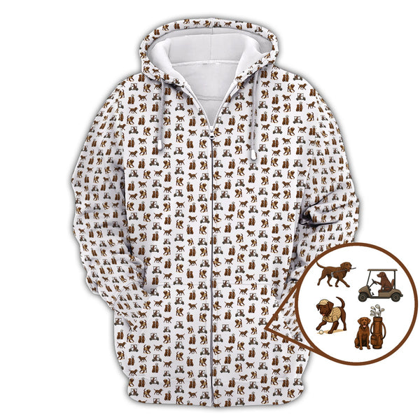 Maxcorners Golf Pattern Shirt, Labrador Golf Shirt For Golfer, Crazy Dog Golf Shirt For Men