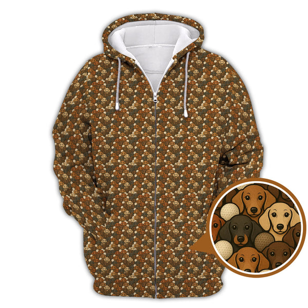 Maxcorners Dachshund Dog Pattern Golf Shirt, Funny Dachshund Golf Shirt For Dog Lovers, Golf Gift For Men's