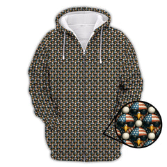 Maxcorners American Flag Eagle And Golf Ball Pattern Golf Polos, USA Golf Shirt, Crazy Golf Shirt For Men