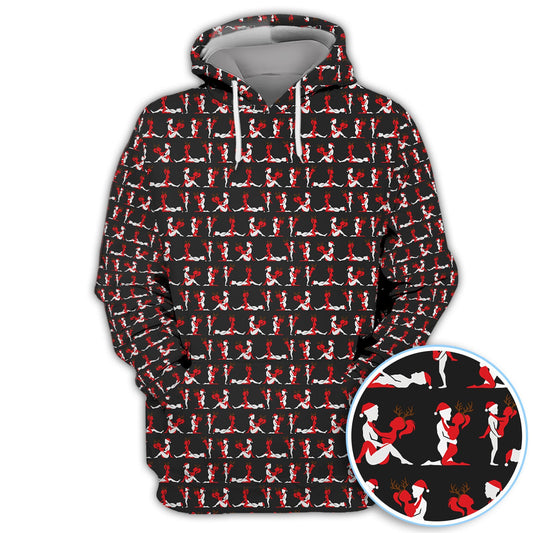 Maxcorners Funny Christmas Girl Polos, Santa Babe Pattern Golf Shirt For Men, Golf Gift For Golfer