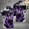 Maxcorners Bowling Polo Shirt Cosmic Bowling Ball and Pins Design Multi Options Personalized Name, Team Name Unisex 3D Shirt (4 Colors)