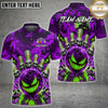 Maxcorners Bowling Evil Pumpkin Face Bowling Ball Skull Bowling Pins Halloween Fire Spooky Castle Custom Team Name Personalized Name 3D Polo Shirt