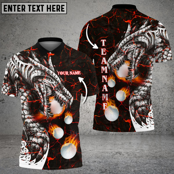 Max Corner Dragon Fire Golf Ball Customized 3D Polo Shirt