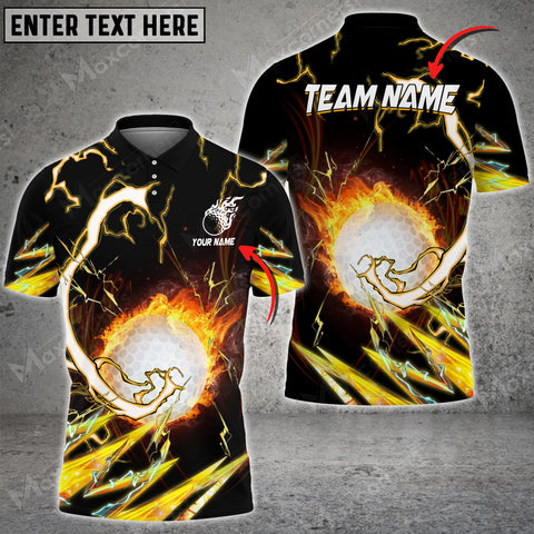 Max Corner Fire Golf Ball Breath Thunder Pattern Jersey Customized 3D Polo Shirt