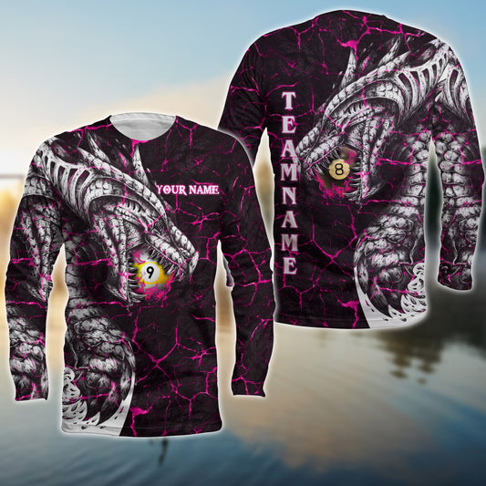 Maxcorners Fire Dragon Ball 9 Billiards Multicolor Option Personalized Unisex Shirt For BRANDON