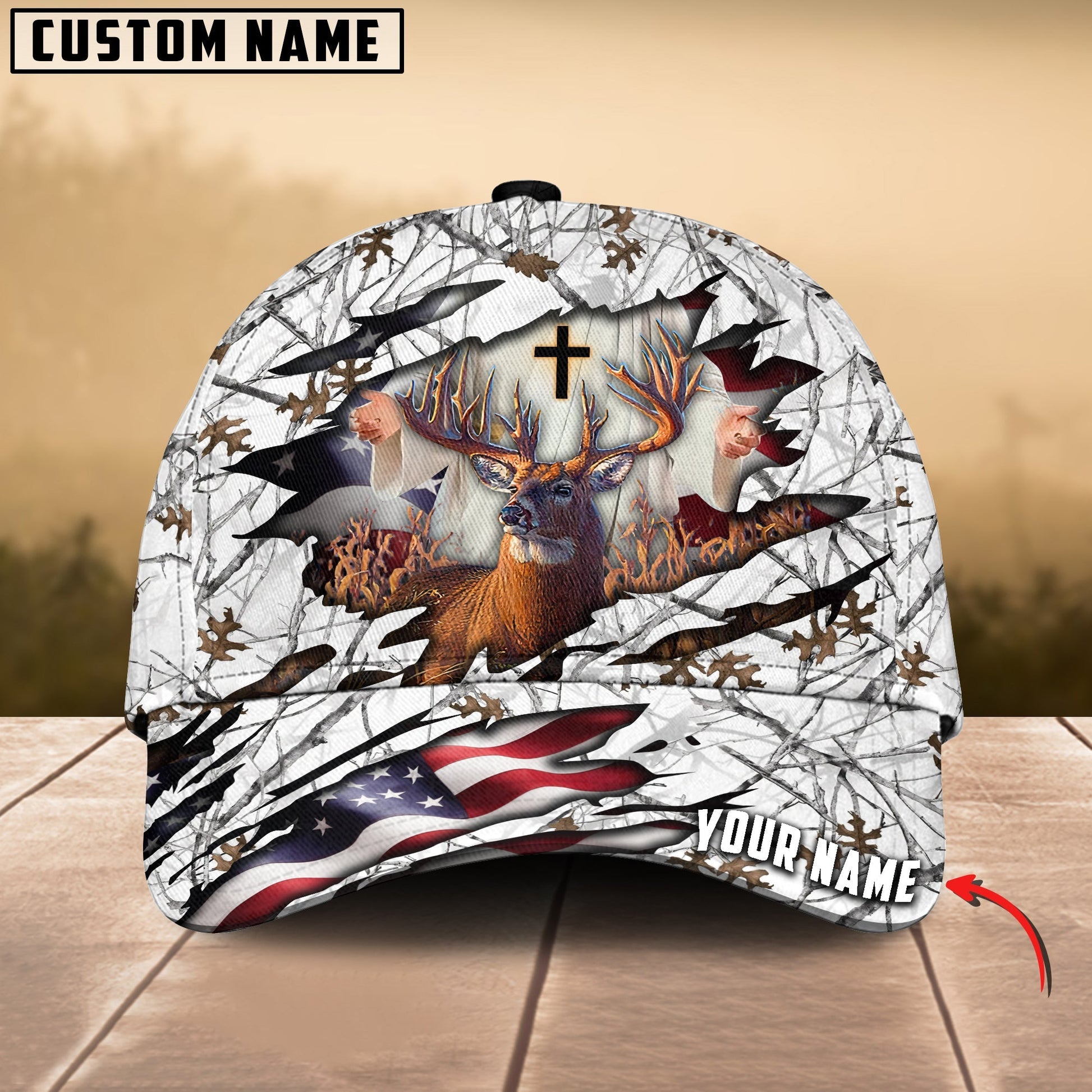 Colorful God America Hunting Deer Personalized Hats 3D Multicolored Colorful God America Hunting Deer Personalized Hats 3D Multicolored