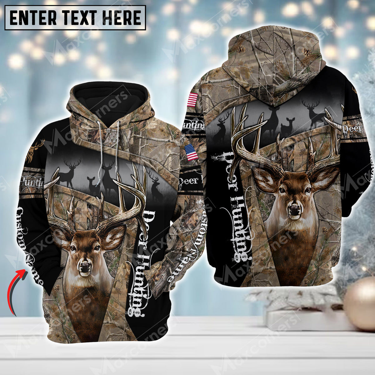 Maxcorners Custom Name Deer Hunting ( Multicolor Option ) 3D All Over Printed Clothes