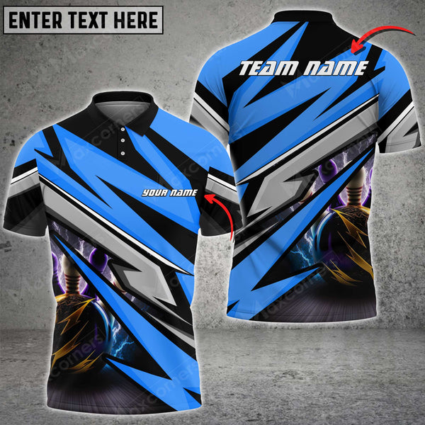 Maxcorners Bowling Ball And Pins Lightning McKing Multicolor Option Customized Name 3D Shirt (4 Colors)