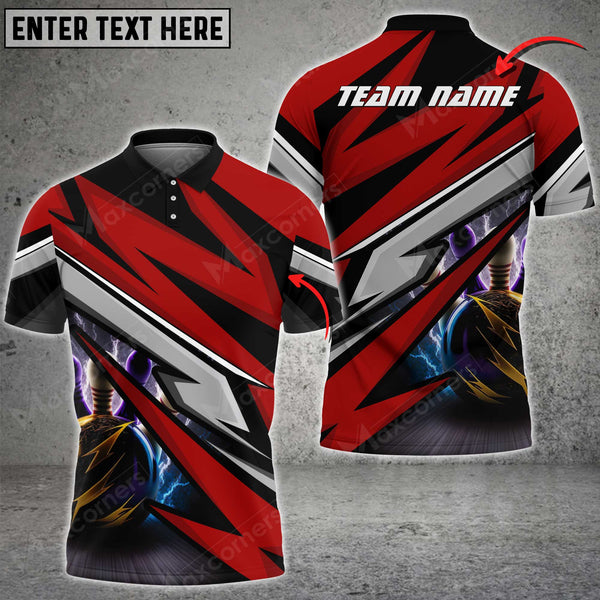 Maxcorners Bowling Ball And Pins Lightning McKing Multicolor Option Customized Name 3D Shirt (4 Colors)