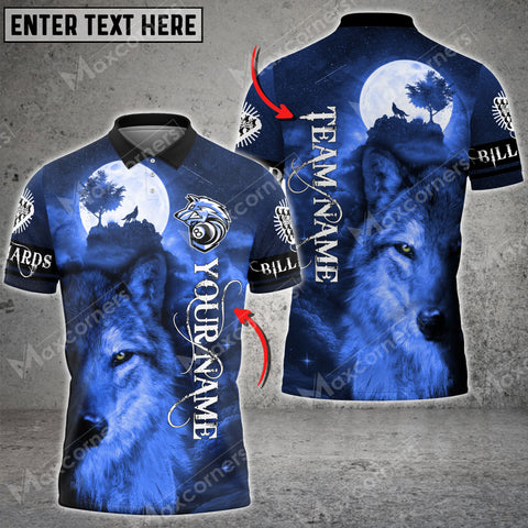 Maxcorners Billiards Wolf Legend Personalized Name 3D Shirt (Multi Color Options)