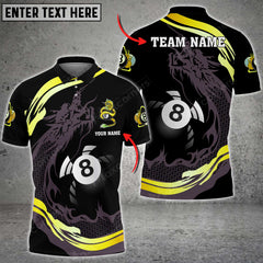 Maxcorners Billiards Ball 8 Winding Dragon Personalized Name 3D Shirt (Multi Color Options)