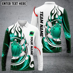 Maxcorners Fire Blaster Bowling And Pins Multicolor Option Customized Name Long Sleeve 3D Shirt