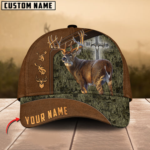 Maxcorners Cross Hunting Deer Leather Pattern Personalized Hats 3D Multicolored