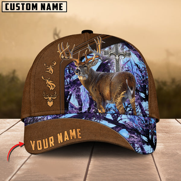 Maxcorners Cross Hunting Deer Leather Pattern Personalized Hats 3D Multicolored