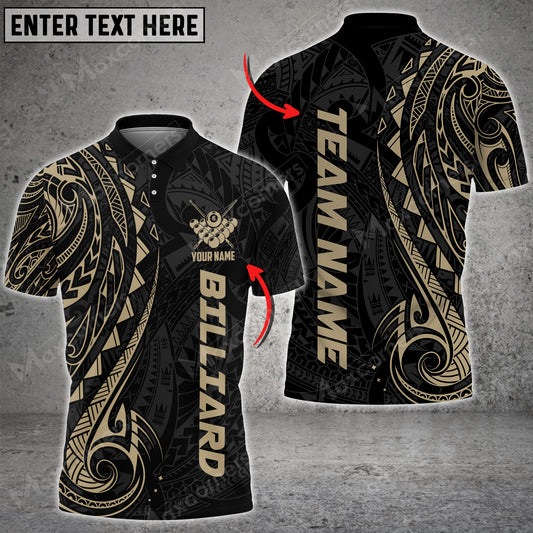 Maxcorners Billiards Maori Pattern Personalized Name 3D Shirt (Multi Color Options)