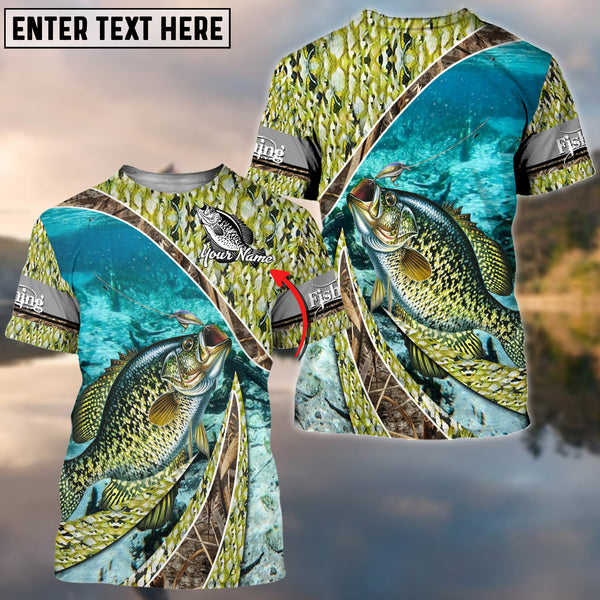 Maxcorners Crappie Skin And Camo Fishing Cool Customize Name 3D Shirts