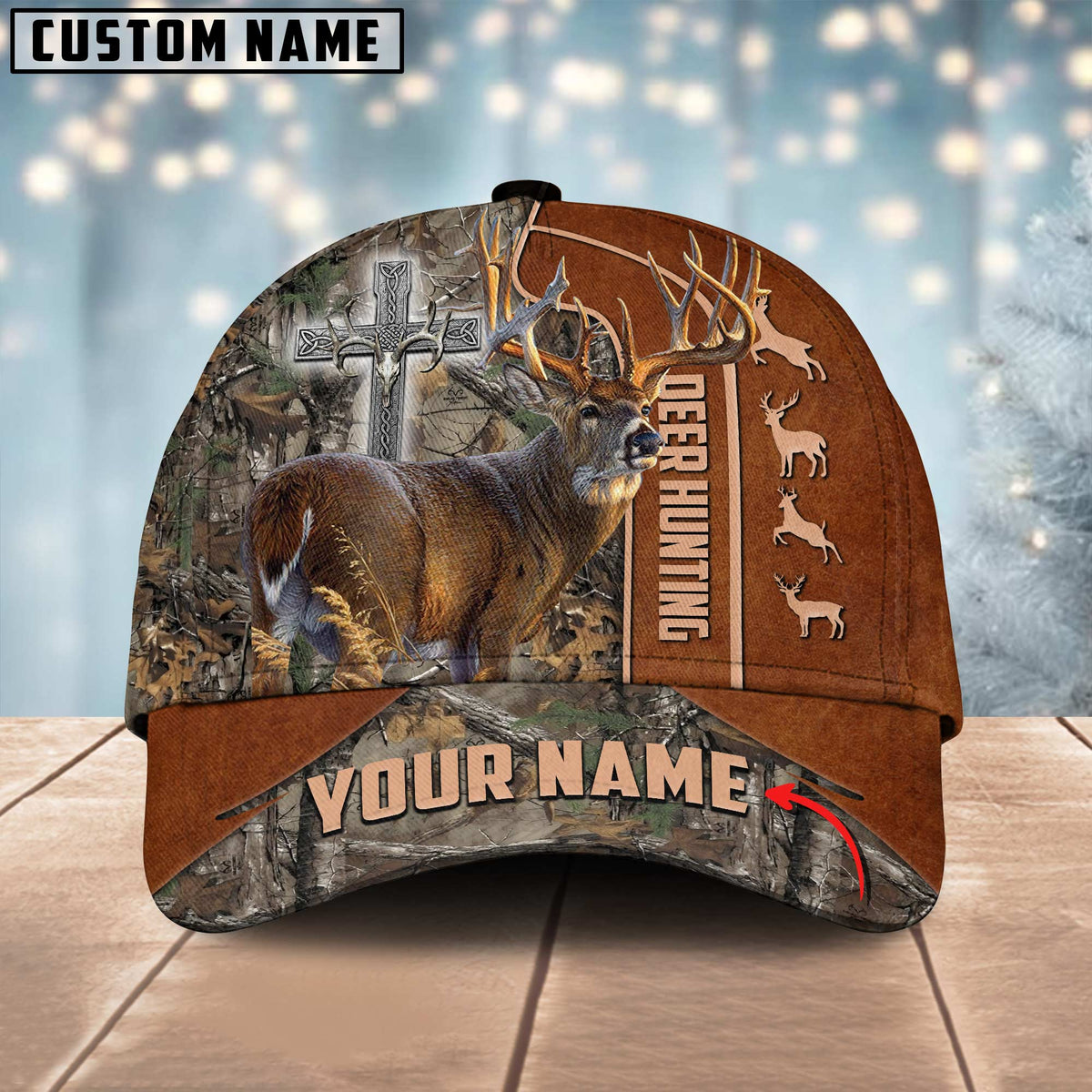 Maxcorners Hunting Deer Under God Personalized Hats 3D Multicolored