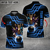 Maxcorners Bowling And Pins Royal Multicolor Option Customized Name 3D Shirt