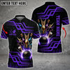 Maxcorners Bowling And Pins Royal Multicolor Option Customized Name 3D Shirt