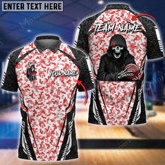 Maxcorners Bowling And Pins Reaper Squad Camo Multicolor Option Customized Name 3D Shirt