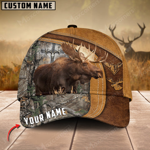 Maxcorners Cross America Hunting Moose Leather Pattern Personalized Hats 3D Multicolored